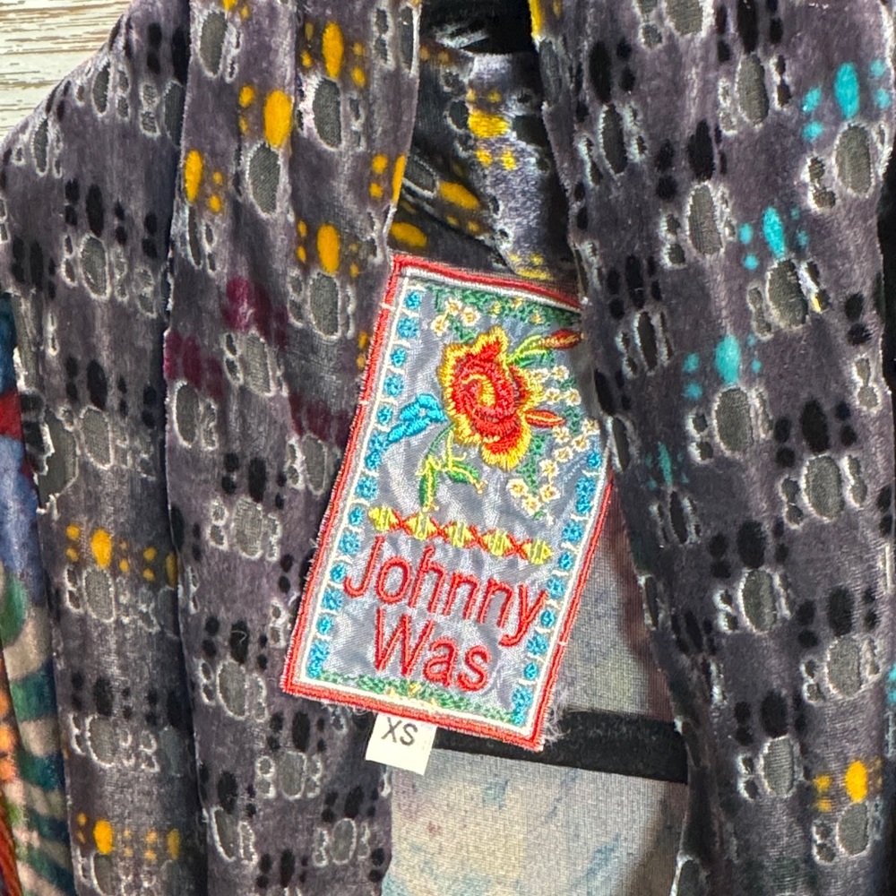 Johnny Was Multicolor Floral Velvet Kimono - Picture 3 of 3